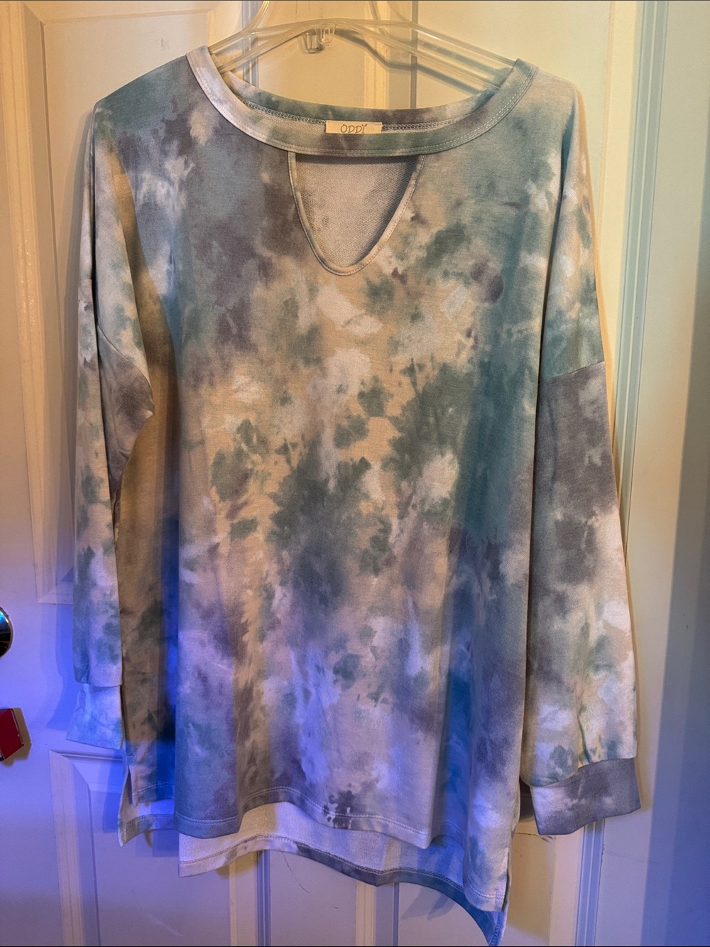 ODDY Blue, Green & White Tie-Dye Long Sleeve Top